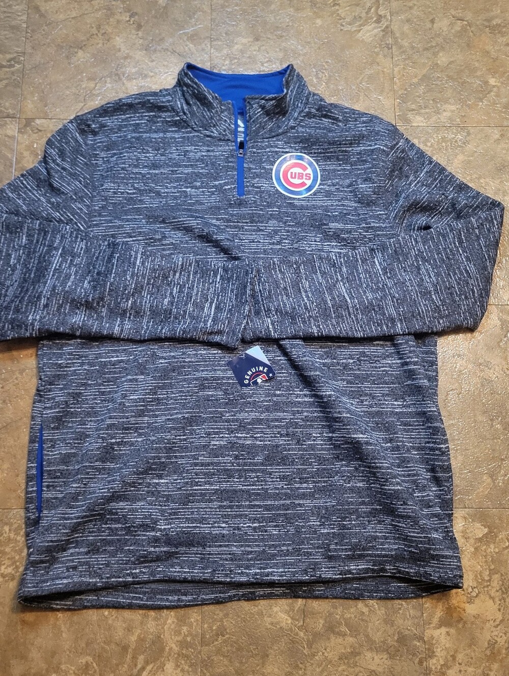 Chicago Cubs Fleece Pullover Shirt Mens XL Gray 1/4 Zip Long Sleeve Majestic